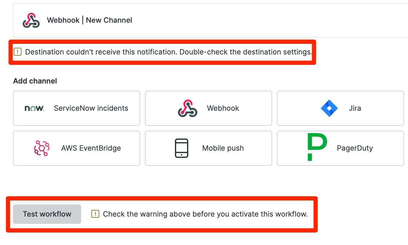Workflow error message