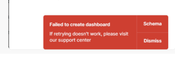 Failed to create dashboard error while creating dashboards (importing ...